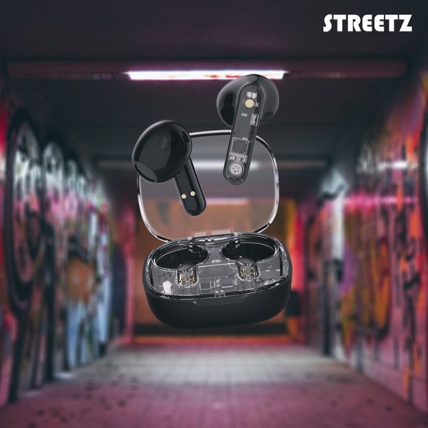 Streetz Hovedtelefoner T150 Transparent True Wireless Earbuds Sort