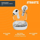 Streetz Høretelefoner T150 Transparent True Wireless Earbuds Hvid