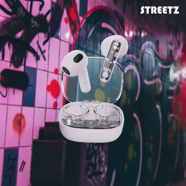 Streetz Høretelefoner T150 Transparent True Wireless Earbuds Hvid
