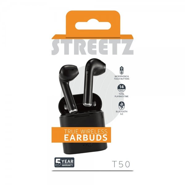 Streetz Hovedtelefoner T50 True Wireless Earbuds Sort