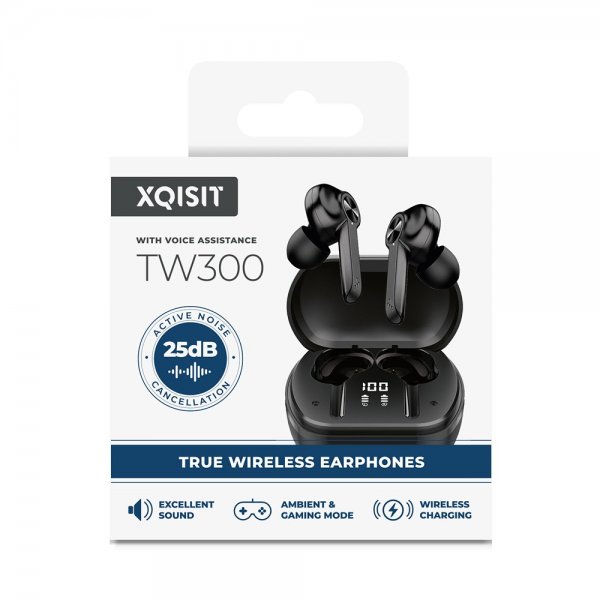 Xqisit Høretelefoner TW300 True Wireless Earphones ANC Sort