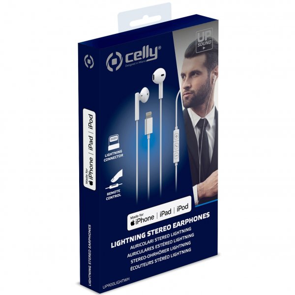 Celly Hovedtelefoner med ledning UP900 Lightning Hvid