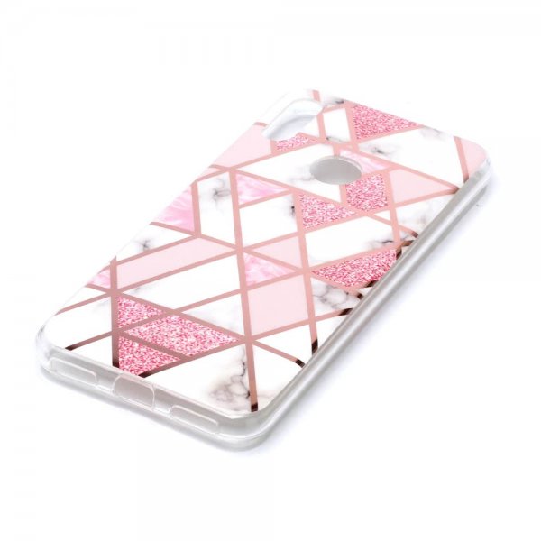 Huawei Y6 2019 Cover Marmor Hvid Rosa