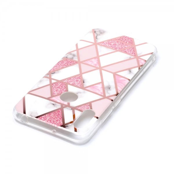 Huawei Y6 2019 Cover Marmor Hvid Rosa