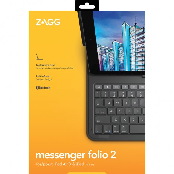 ZAGG iPad 10.2 (gen. 7/8/9) Cover med tastatur Messenger Folio 2 Charcoal