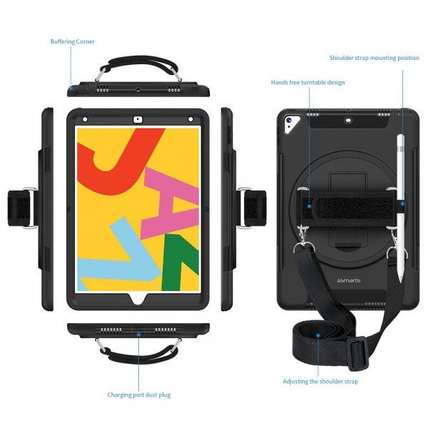 4smarts iPad 10.2 (gen 7/8/9) Skal Rugged Case Grip Sort