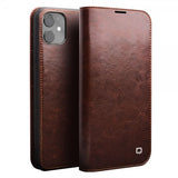 Qialino iPhone 11 Cover Ægte Læder Kortlomme Brun