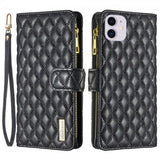 iPhone 11 Etui Diamantmønster Lynlås Sort