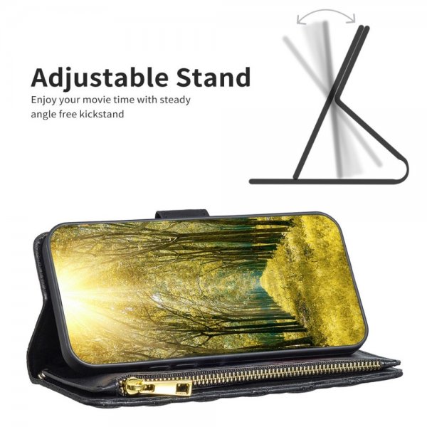 iPhone 11 Etui Diamantmønster Lynlås Sort