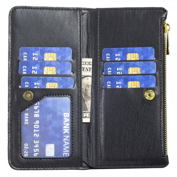 iPhone 11 Etui Diamantmønster Lynlås Sort