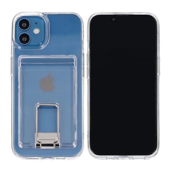 Rvelon iPhone 11 Cover med Stativ Kreditkortholder Transparent