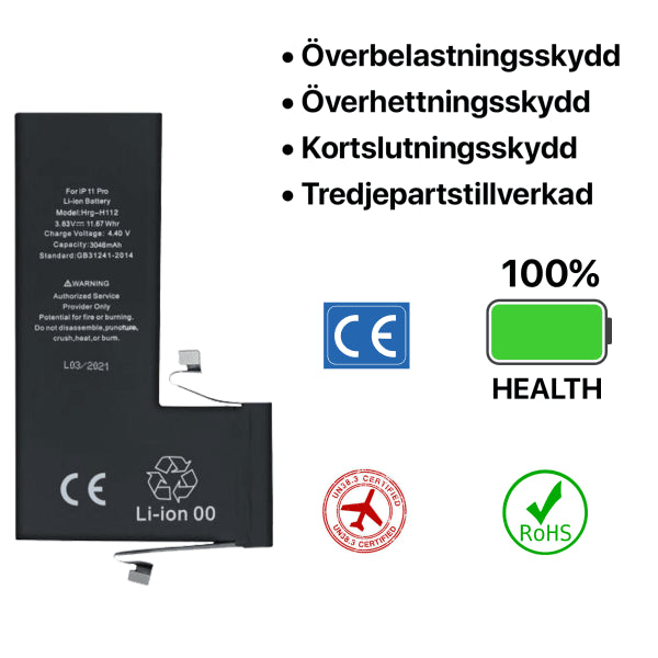iPhone 11 Pro Batteri Høj Kvalitet