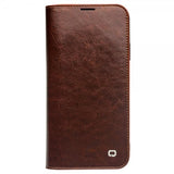 Qialino iPhone 11 Pro Max Etui Ægte Læder Kortlomme Brun