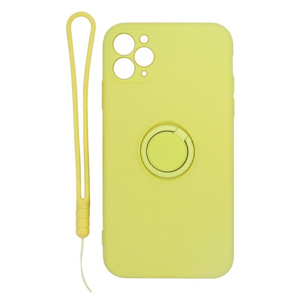 iPhone 11 Pro Max Cover Silikone med Ringholder Gul