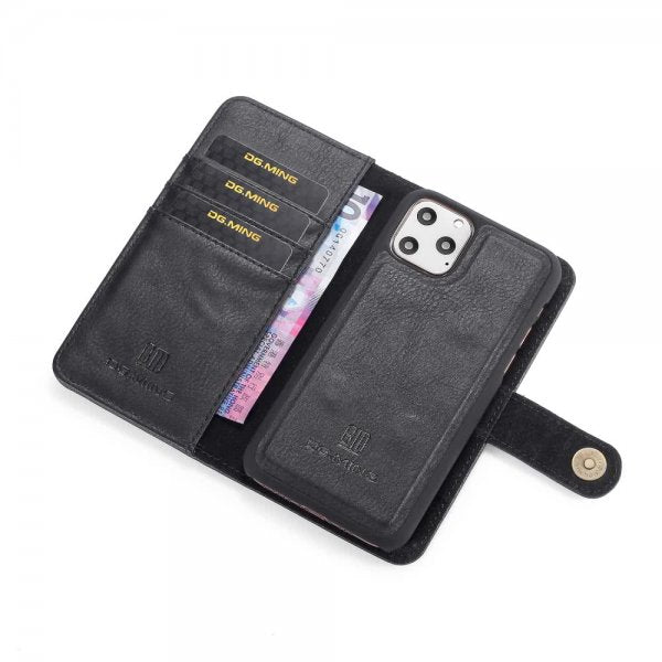 Dg.Ming iPhone 11 Pro Max Pung Etui Aftageligt Cover Kortlomme Sort