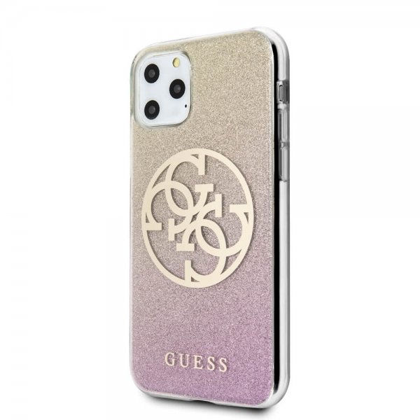 Guess iPhone 11 Pro Max Cover Glitter Circle Rosegold