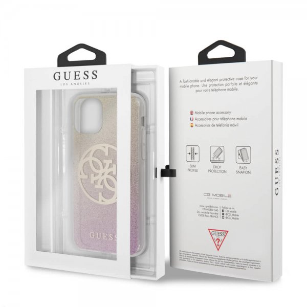 Guess iPhone 11 Pro Max Cover Glitter Circle Rosegold
