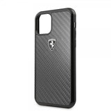 Ferrari iPhone 11 Pro Max Cover Kulfibertekstur Sort
