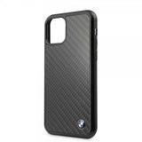 BMW iPhone 11 Pro Max Cover Kulfibertekstur Sort