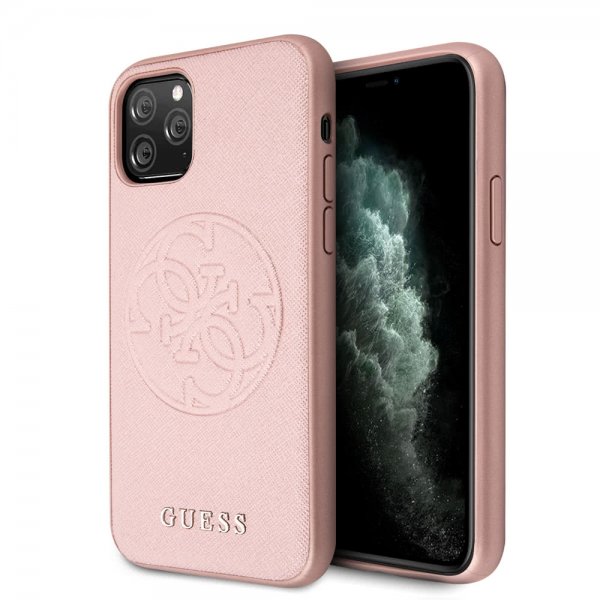 Guess iPhone 11 Pro Max Skal Saffiano Cover Rosaguld