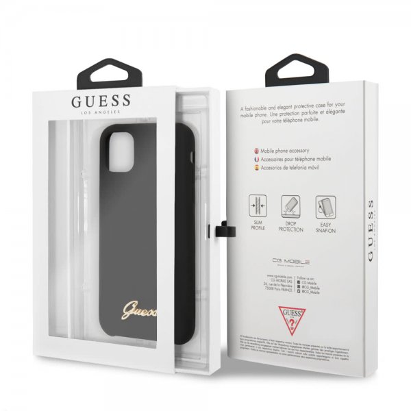 Guess iPhone 11 Pro Max Skal Silicone Cover Vintage Sort