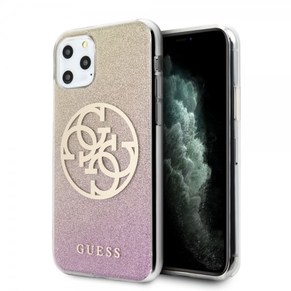 Guess iPhone 11 Pro Cover Glitter Circle Rosaguld