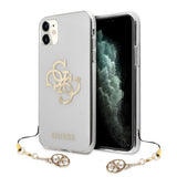 Guess iPhone 11 Cover 4G Logo Guld Gennemsigtig