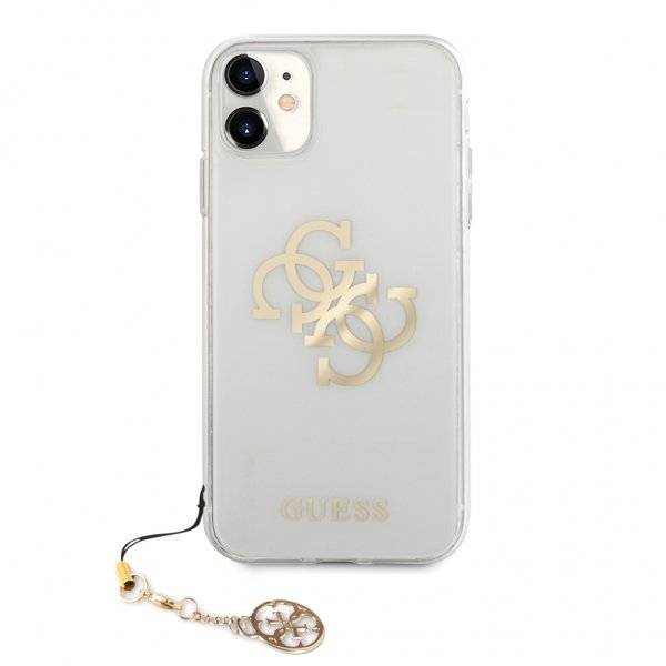 Guess iPhone 11 Cover 4G Logo Guld Gennemsigtig
