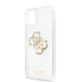 Guess iPhone 11 Cover 4G Logo Guld Gennemsigtig