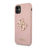 Guess iPhone 11 Cover 4G Logo Saffiano Rosa