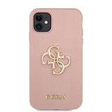 Guess iPhone 11 Cover 4G Logo Saffiano Rosa
