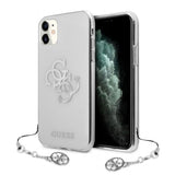 Guess iPhone 11 Cover 4G Logo Sølv Klar