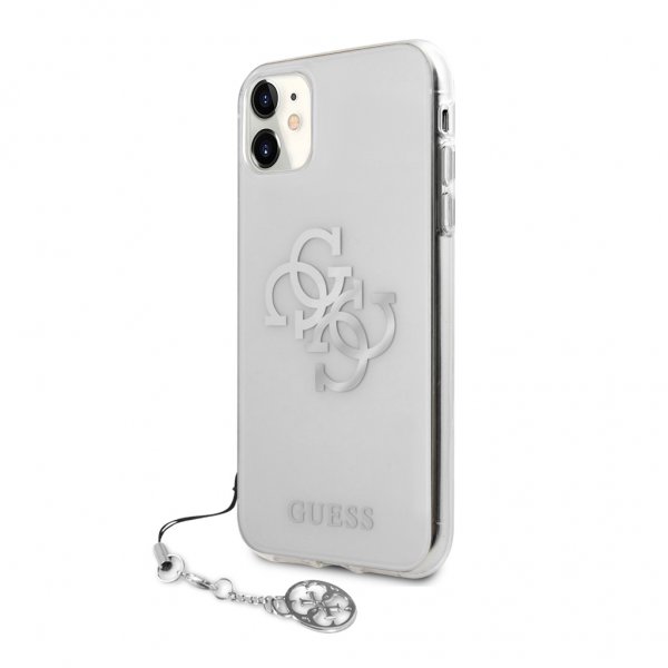 Guess iPhone 11 Cover 4G Logo Sølv Klar