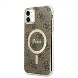 Guess iPhone 11 Cover 4G Pattern MagSafe Brun