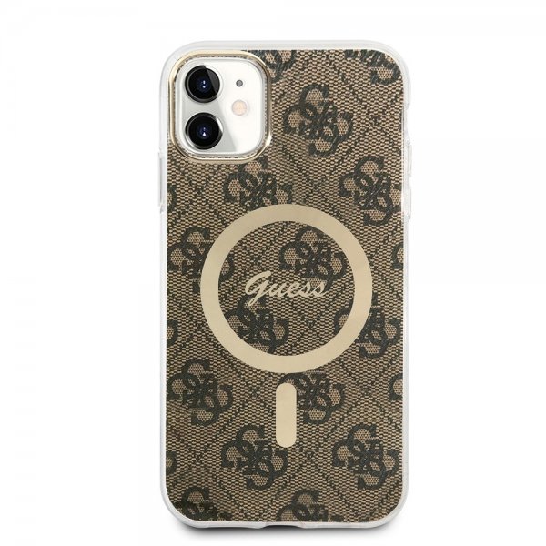 Guess iPhone 11 Cover 4G Pattern MagSafe Brun