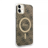 Guess iPhone 11 Cover 4G Pattern MagSafe Brun