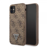 Guess iPhone 11 Cover Double Cardslot Metal Triangle Brun