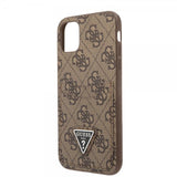 Guess iPhone 11 Cover Double Cardslot Metal Triangle Brun