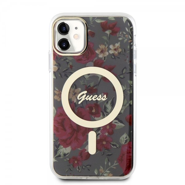 Guess iPhone 11 Cover Flower MagSafe Kaki