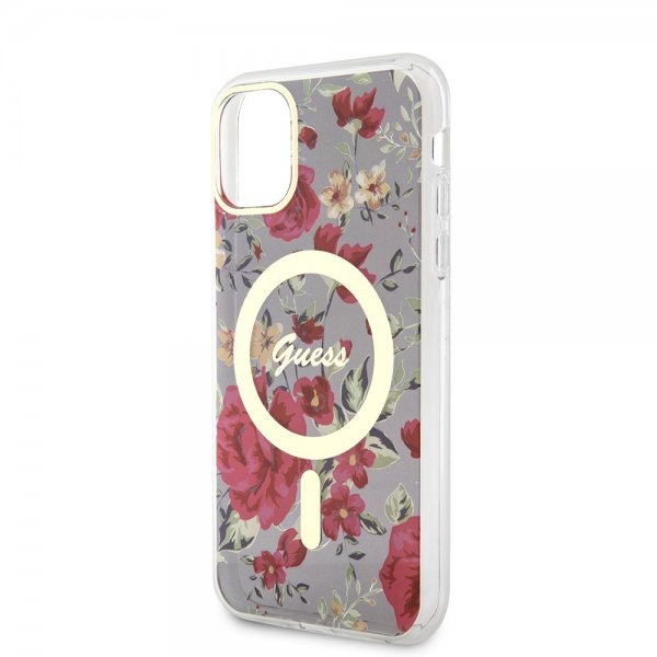 Guess iPhone 11 Cover Flower MagSafe Kaki