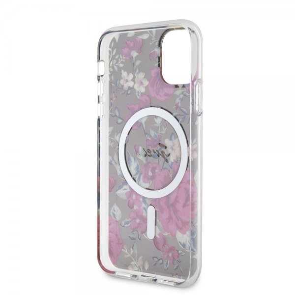 Guess iPhone 11 Cover Flower MagSafe Kaki