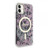 Guess iPhone 11 Cover Flower MagSafe Lyserød