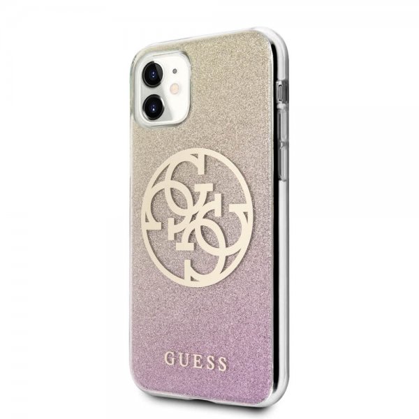Guess iPhone 11 Cover Glitter Circle Rosaguld