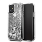 Guess iPhone 11 Cover Glitter Hearts Sølv