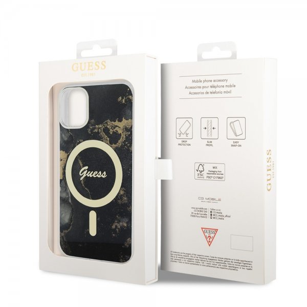 Guess iPhone 11 Cover Golden Marble MagSafe Sort