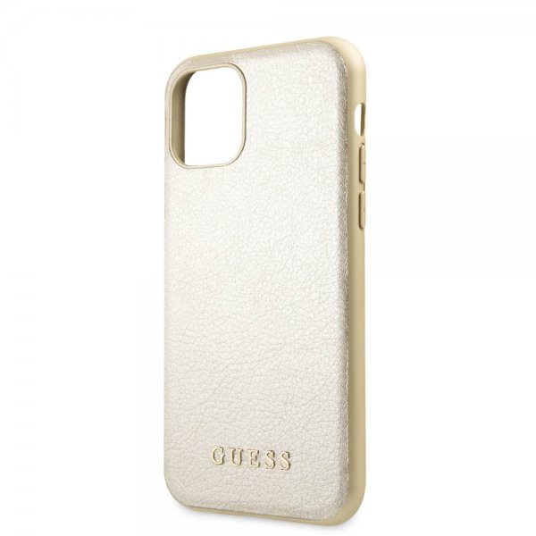 Guess iPhone 11 Cover Lædertekstur Guld