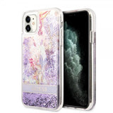 Guess iPhone 11 Cover Liquid Glitter Flower Pattern Lilla