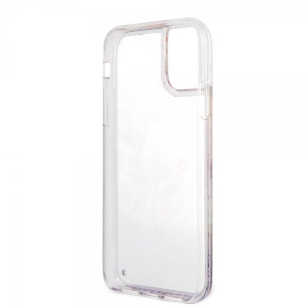 Guess iPhone 11 Cover Liquid Glitter Flower Pattern Lilla
