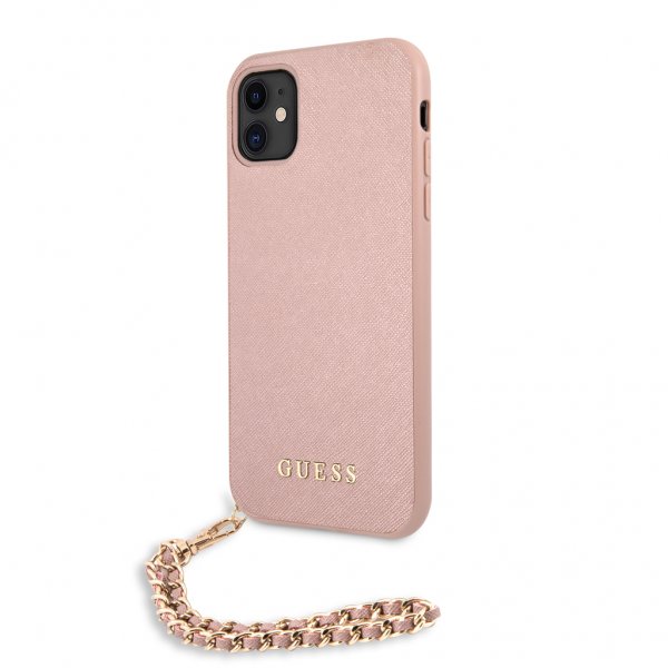 Guess iPhone 11 Cover Saffiano Chain Rosa