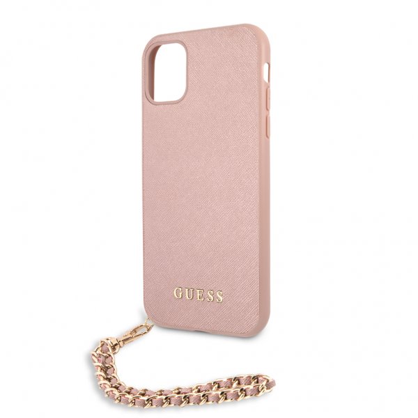 Guess iPhone 11 Cover Saffiano Chain Rosa